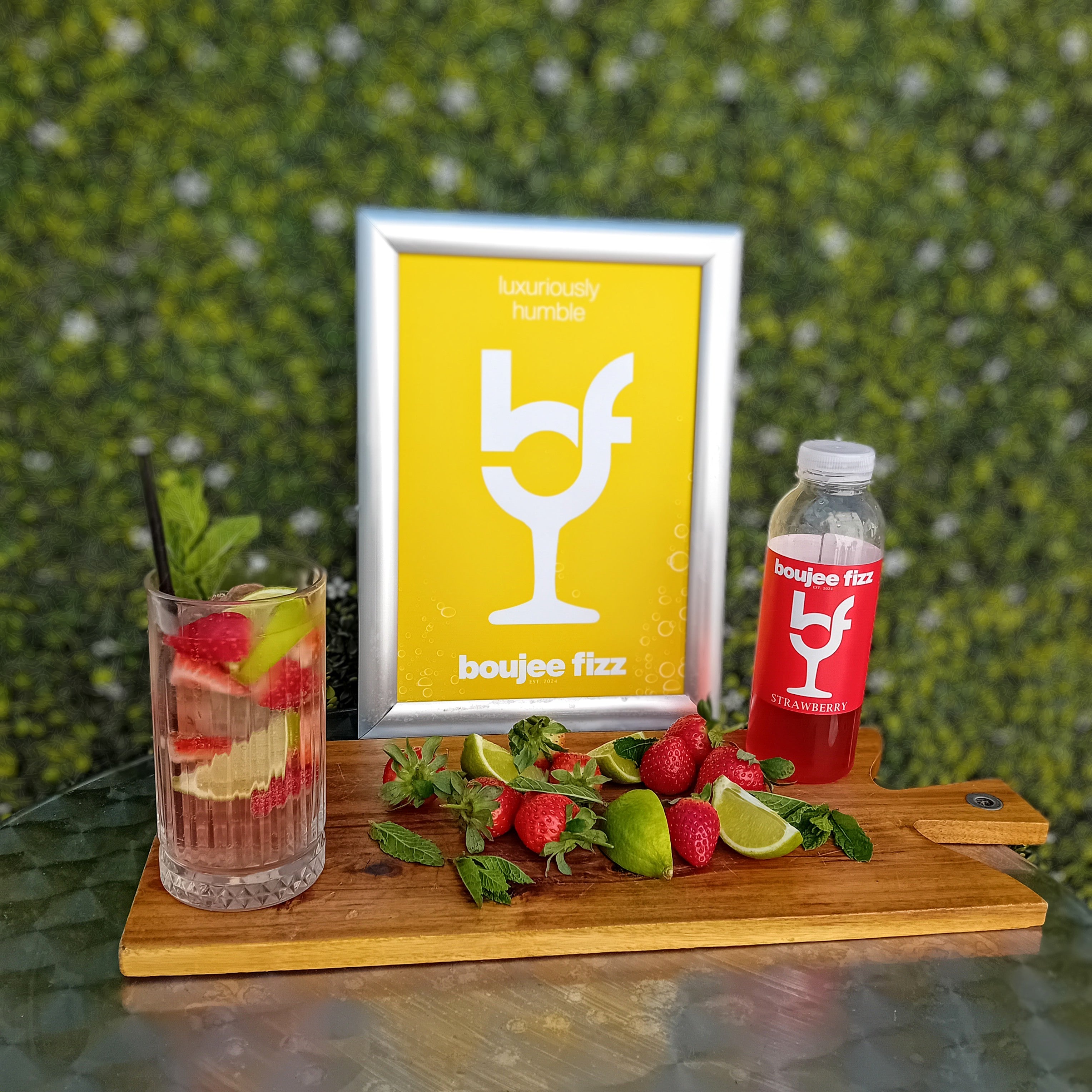 Strawberry  & Orange Puree Infused Fruit Syrup, Cocktails, Daiquiri, Smoothies, Cooking, Baking and Desserts, Milkshakes,Alcohol Free,500ml,Boujee Fizz