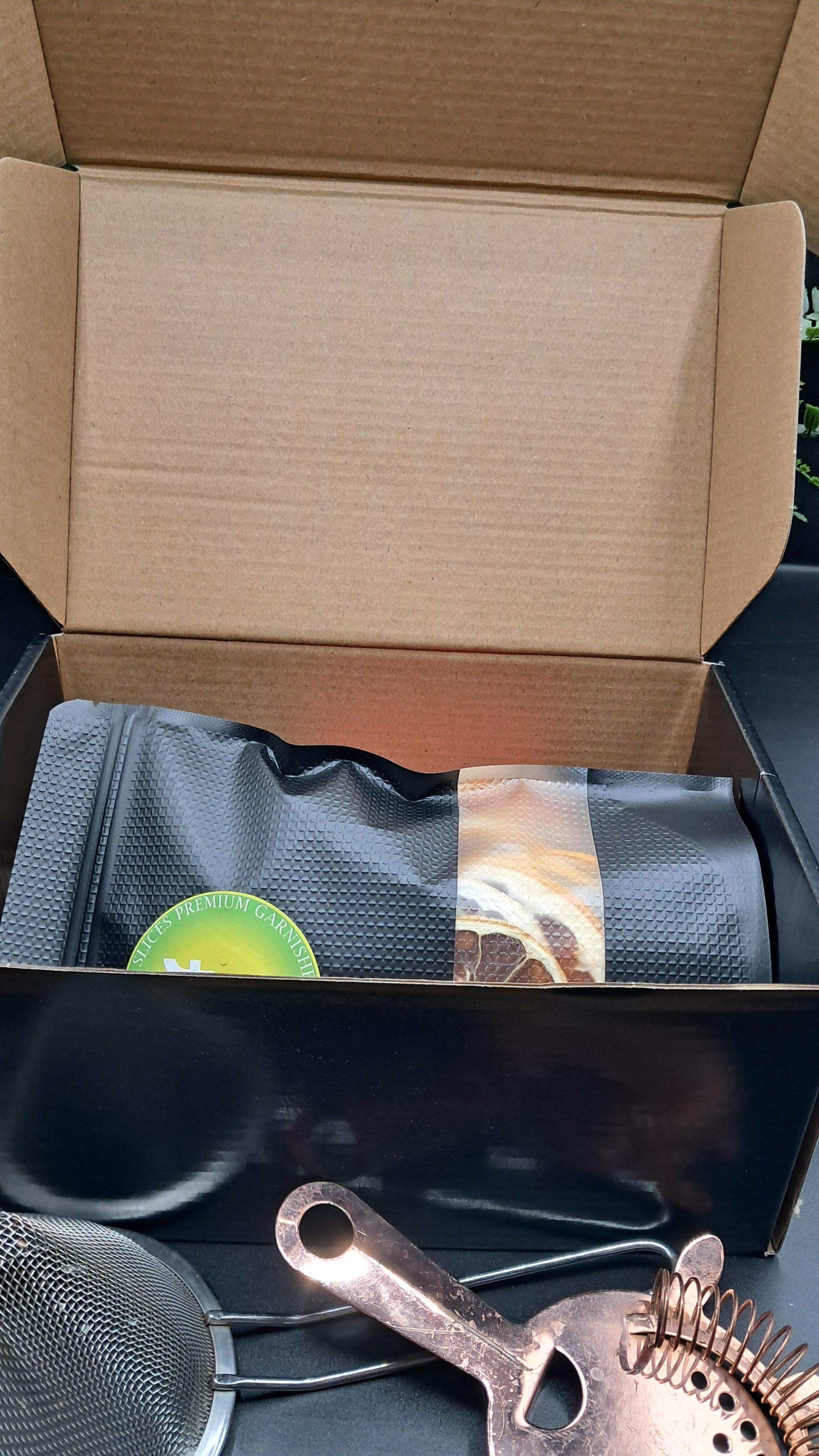 Boujee Fizz Black Label Box Cocktail Mocktail Gift Set Dehydrated Dried Fruit Dried Citrus Cocktail Syrup, Strawberry Syrup